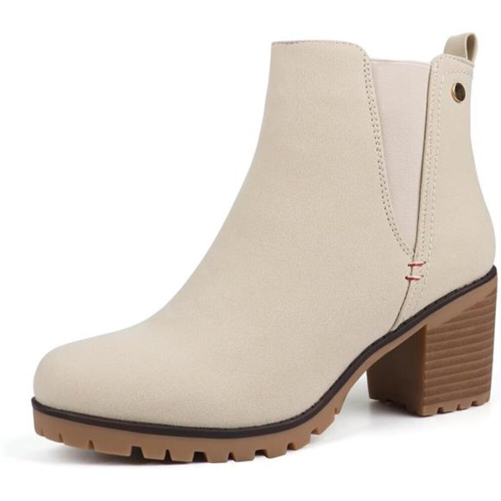 Womens Ankle Booties Chelsea Boots Block Heel Slip On Casual Dress Shoes Boots